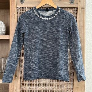 J. Crew Blue and White Crew Neck Sweater Pullover Jumper